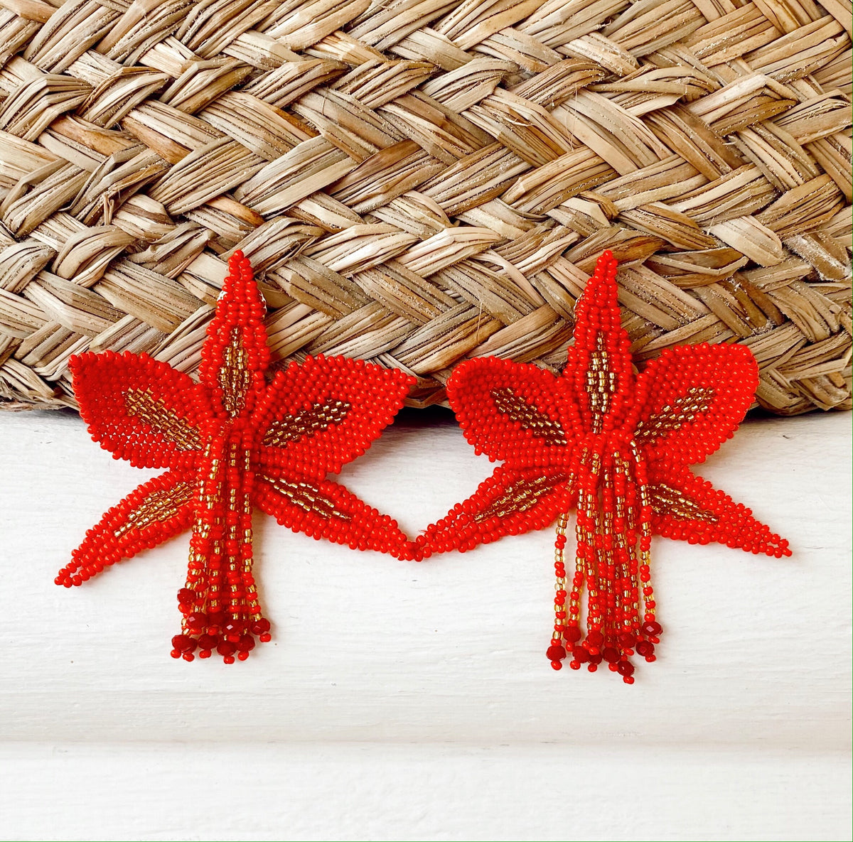 Red Orchid Earrings